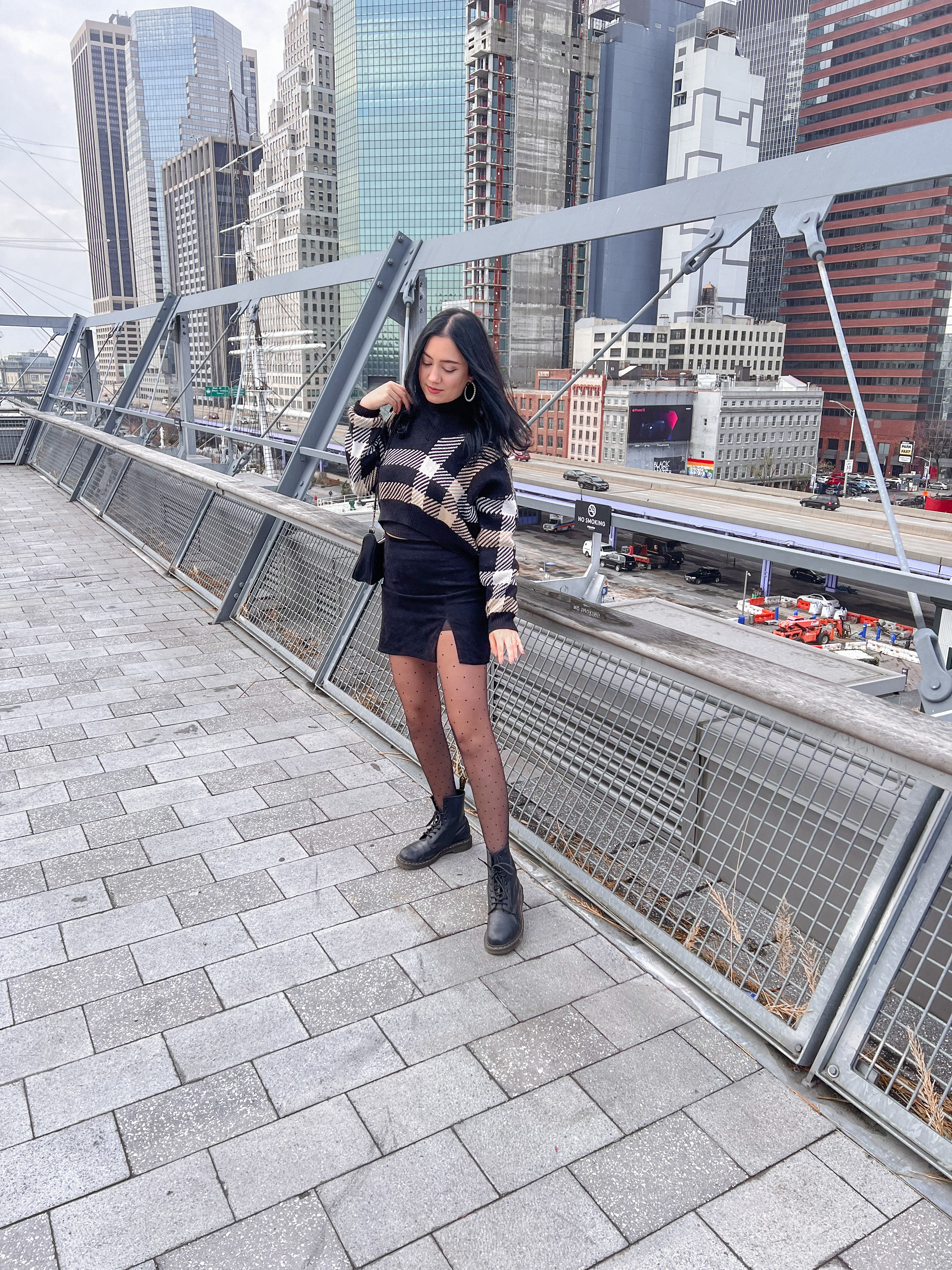 Rooftop NYC outfit details accessories shein doc martens fashion